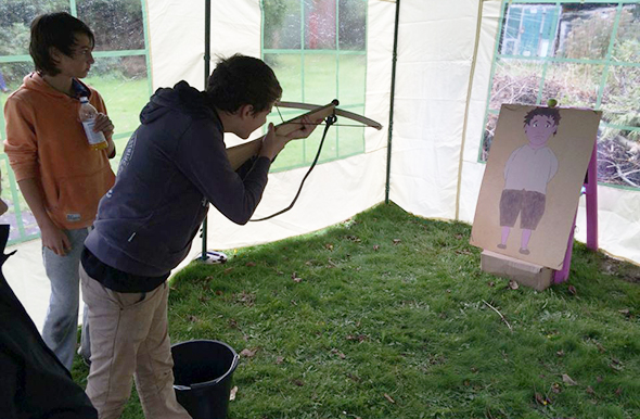 Crossbow activity at the apple festival in Trowbridge